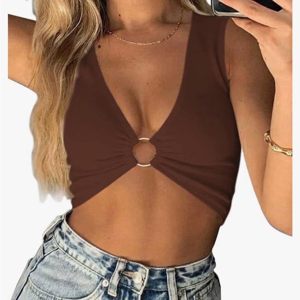 Brown Western Crop Top